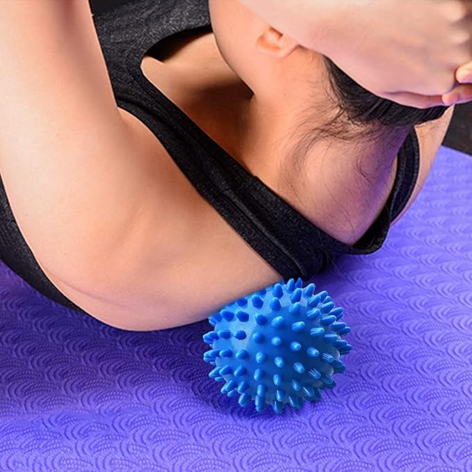 PGYUD Spiky Massage Balls 4 Pack, Trigger Point & Plantar Fasciitis Relief, Deep Tissue Roller for Feet, Back, and Muscles (Green, Pink, Purple, Blue)