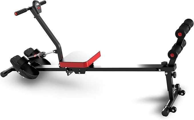 NAYSAYE Rowing Machine with LCD Display, Adjustable Resistance, Foldable Design, and [265-300] LBS Capacity for Home/Office Use