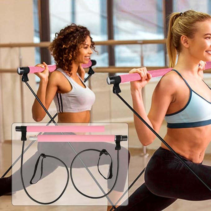 Pilates Bar, Pilates Exercise Stick, Multifunctional Equipment for Workout, Yoga Pulling Rope with TPE Tube and Iron Tube, for Home Gym, Legs Waist Abdomen