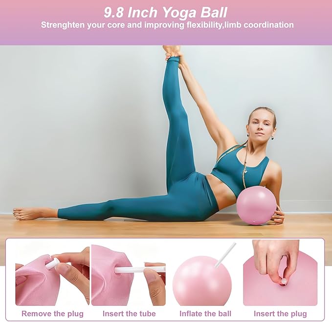 Luscinia Pilates Kit,Home Pilates Ring Kit for Women,Pilates Equipment Ring and Ball Set with Pilates Ring, Pilates Ball, Resistance Bands, Figure 8 Band & Accessories Pilates Starter Kit