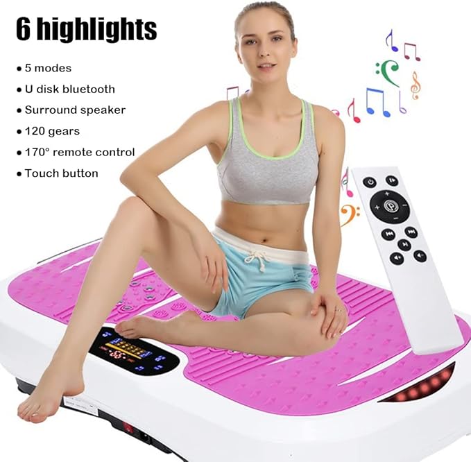 Vibration Plate Exercise Machine,Vibration Platform with Loop Bands/Remote Control, Vibration Plates Exercise Machine for Fitness