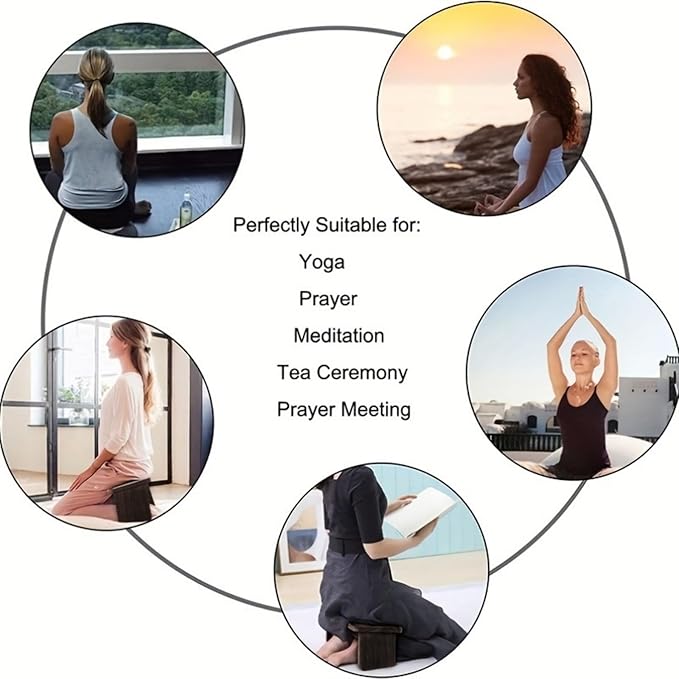 Kneeling Chair,Meditation Bench Kneeling Stool,Perfect Wooden Kneeling Stool Ergonomic Kneeling Meditation Yoga Bench, with Locking Hinges, for Tea Ceremony, Yoga, Praying, Deep Meditation Bench(Black