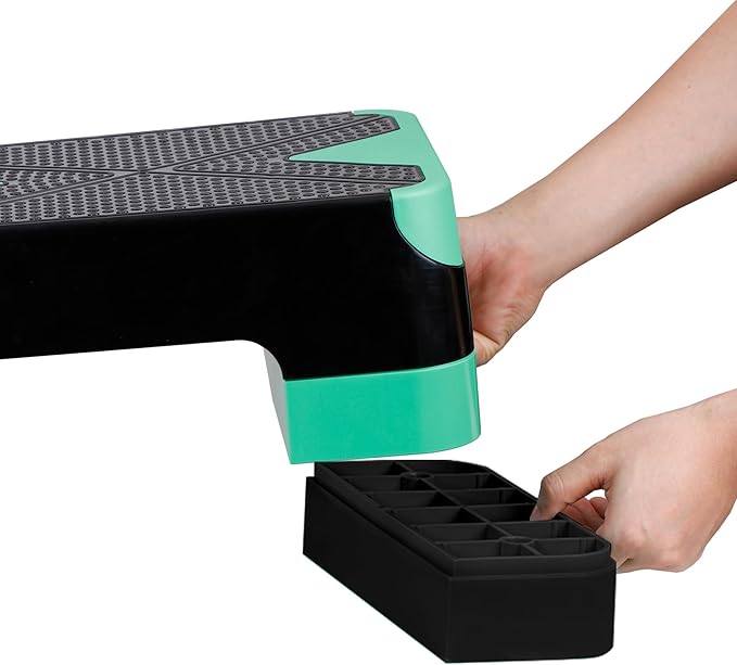 HomGarden Adjustable Workout Aerobic Stepper in Fitness & Exercise Step Platform Trainer Stepper w/Risers Adjust 4"-6''-8''