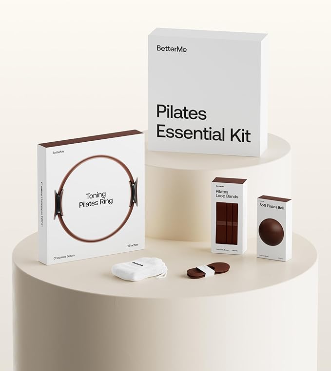 BetterMe Pilates Essential Kit - Pilates Ring, Long Resistance Bands, Pilates Loop Bands, Ball and More - Complete Home Pilates Kit for Women