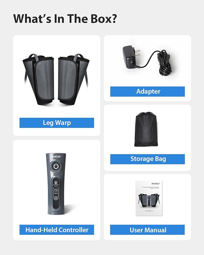 CINCOM Leg Massager for Circulation and Pain Relief, Air Compression Calf Massager with 2 Modes 3 Intensities Helpful for RLS Edema and Muscle Soreness