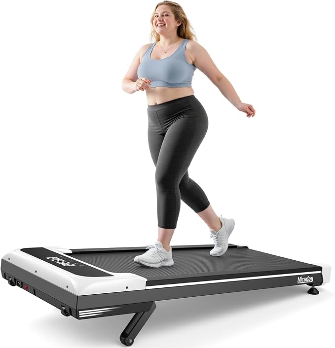 Niceday Walking Pad Treadmill with 10% Auto Incline, 400lbs Capacity, Under Desk Treadmill for Home Office, 16.5" Widened Running Belt, 3HP Super Quiet Brushless, Magnetic Remote & Preset Goals