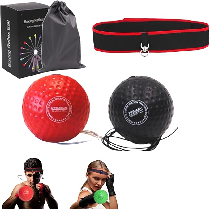 Reflex Boxing Training Ball Set with Adjustable Headband for Adults and Kids - Eye Hand Coordination, Punching Speed and Fight Reaction