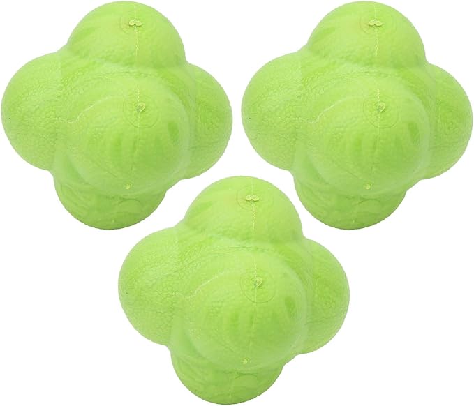Reaction Ball, 3Pcs Hex Bounce TPR Balls for Hand Eye Coordination Training, Agility Drills for Baseball Football Basketball Soccer
