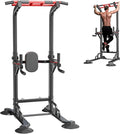 soges Power Tower Pull Up Bar Station, Dip Station for Home Gym, Height Adjustable Heavy Duty Strength Home Training Fitness Workout Equipment