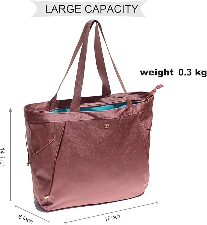 ESVAN Yoga Tote Bag for Women Shoulder Bags Drawstring for Office Workout Travel Carryall Pilates Gym and Beach