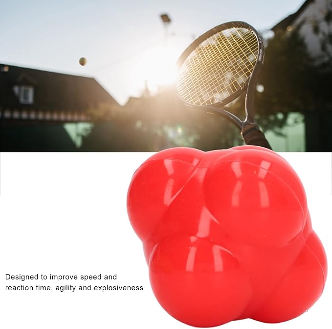 Hex Reaction Trainer Ball, Rubber Reaction Ball for Improving Hand Eye Coordination, Bright Color Reaction Catch Ball with Random Bounce, Portable Agility Training Tool for