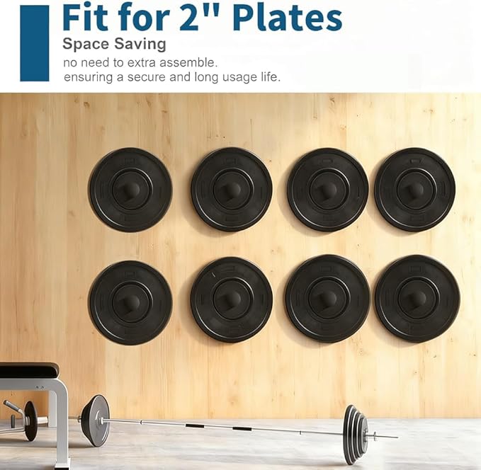 Wall Mounted Weight Plate Holder,Weight Plate Rack for for All Size Bumper Plates, Max Weight Capacity 300 Lb, Home Gym Organizer