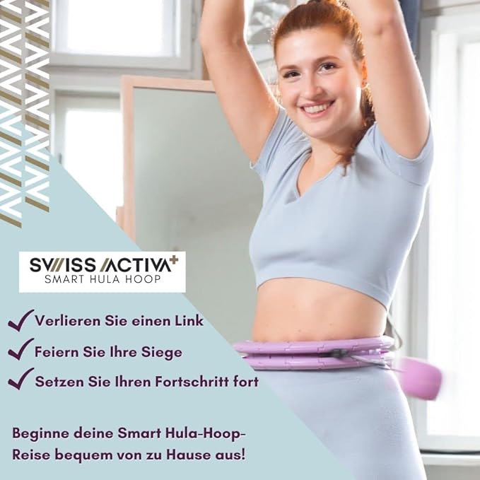 Swiss Activa+ Infinity Hoop Smart Weighted Hula Hoop with Counter - Smart Hula Hoop Fit - Exercise Hoola Hoop Exercise Equipment - Adult Hula Hoops for Exercise - Hula Hoops for Women Weight Loss