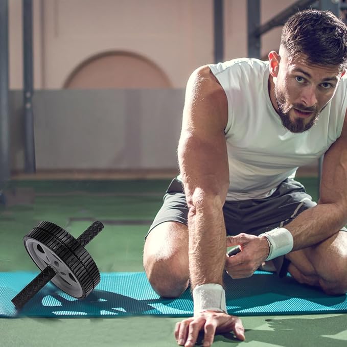 Veemoon Portable Dual Wheel Ab Roller Wheel for General Use Core Workout with Non-slip Handles Abdominal Training Equipment for Men and Women