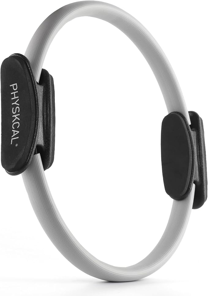 Pilates Ring, 15-Inch Magic Circle with Extra Thick Padded Handles, Pilates Equipment for Toning Inner Thighs, Arms and Strengthening Cores- Workout Guide Included
