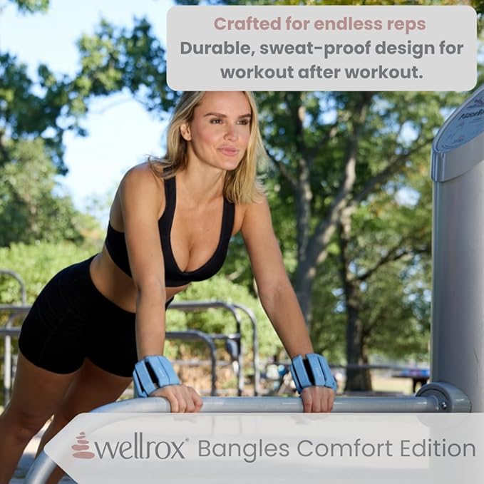 Wellrox Weighted Bangles – Adjustable Ankle and Wrist Weights for Women & Men – Set of Ankle Weights 2 lbs (1 lb Each Wrist Weight) | Weighted Arm Bands for Pilates, Yoga, Running & Walking