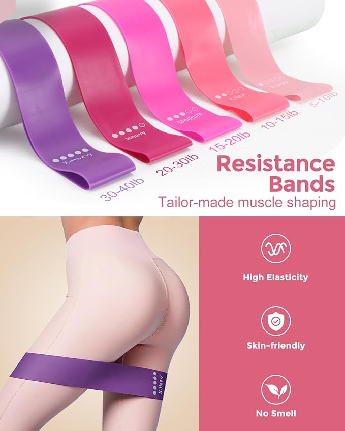 Home Pilates Essentials Kit for Women, Magic Circle Pilates Equipment Ring and Ball Set, 6 Resistance Bands Workout Guide Video for 28 Day Pilates Essential Challenge Starter Kit for Beginners