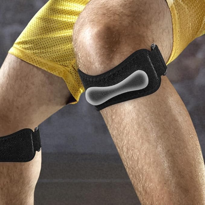 VANZACK Adjustable Patellar Knee Strap with Breathable Silicone Pads, Dual-Side Support Knee Brace for Relief and Sports Protection, Black, Unisex Joint Wrap for Running and Exercise