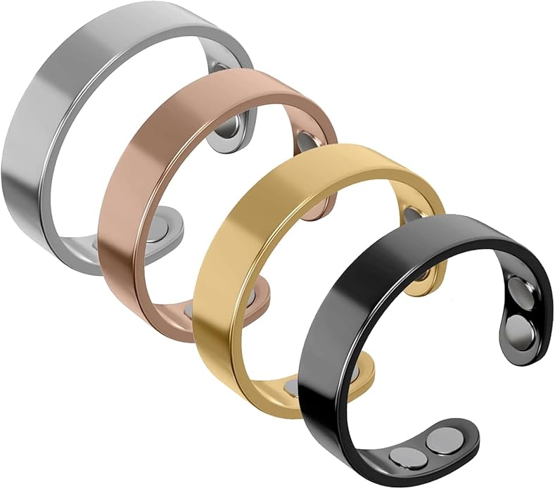 Auvulis Migraine Ring, Vitality Ring for Migraines, Adjustable Acupressure Magnetic Ring, Stainless Migraine Ring for Men and Women