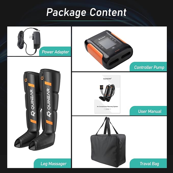 QUINEAR Professional Leg Recovery System, Cordless Air Compression Boots with Sequential Compression, Leg and Foot Massager, Fast Recovery Therapy for Athletes, FSA-HSA Eligible (Small)