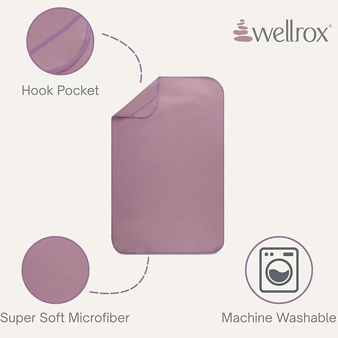 Wellrox Microfiber Hand Towel- Absorbent Sweat Towels for Women- Yoga Mat Towel for Pilates, Hot Yoga, Gym Workouts (2 Pack, Lavender)