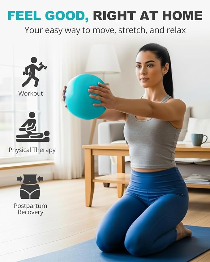 Trideer 9-Inch Pilates Ball, Small Exercise Ball for Yoga, Core Training, Physical Therapy, Balance, Stability and Stretching Pilates Equipment with Inflation Straw