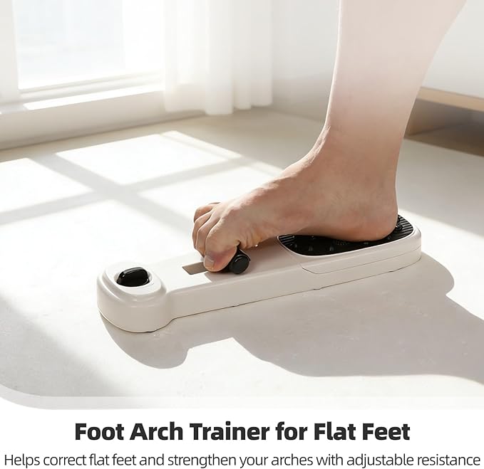 Foot Arch Trainer for Flat Feet, Adjustable Resistance & Toe Strengthener for Foot Muscle Exercise, Improves Arch Support & Flexibility, White, 13.4 x 3.5 x 2 in