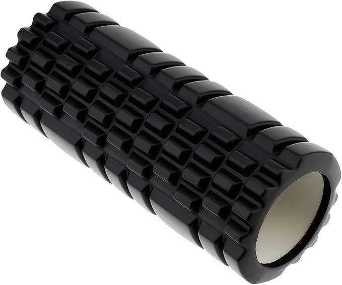 High Density EVA Foam Roller for Physical Therapy, Yoga & Pilates - Muscle Recovery, Deep Tissue Massage, Myofascial Release with Portable Mesh Bag（Black）