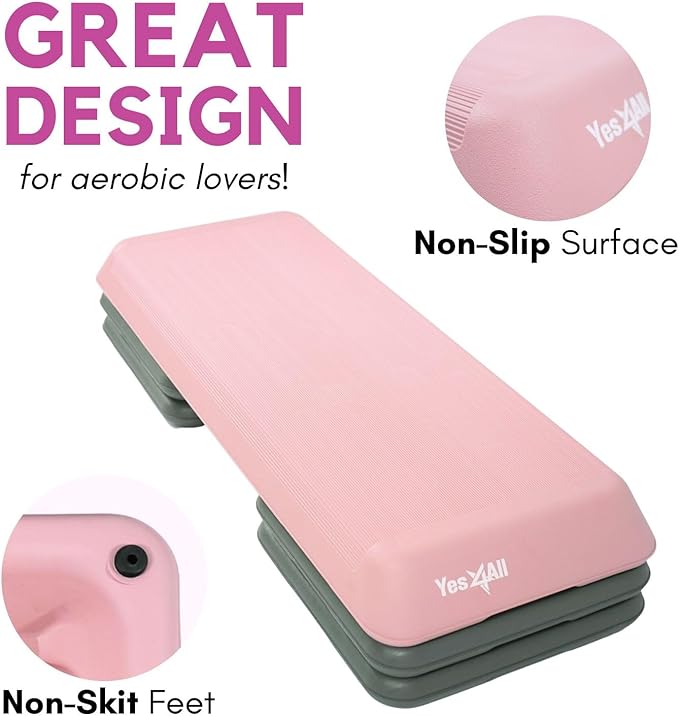 Yes4All Multi-Functional Aerobic Step Platform Adapter/Versatile Stepper Platform With Pilate Bar And Resistance Band