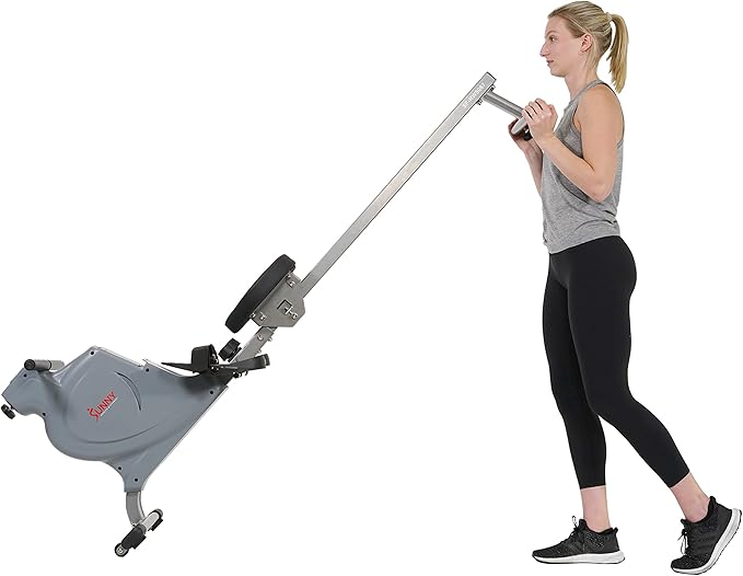 Sunny Health & Fitness Silent Magnetic Rowing Machine with 16 Level Resistance – Home Rower Designed for Low-Impact Full-Body Workouts and Users up to 220 LB - SF-RW5987