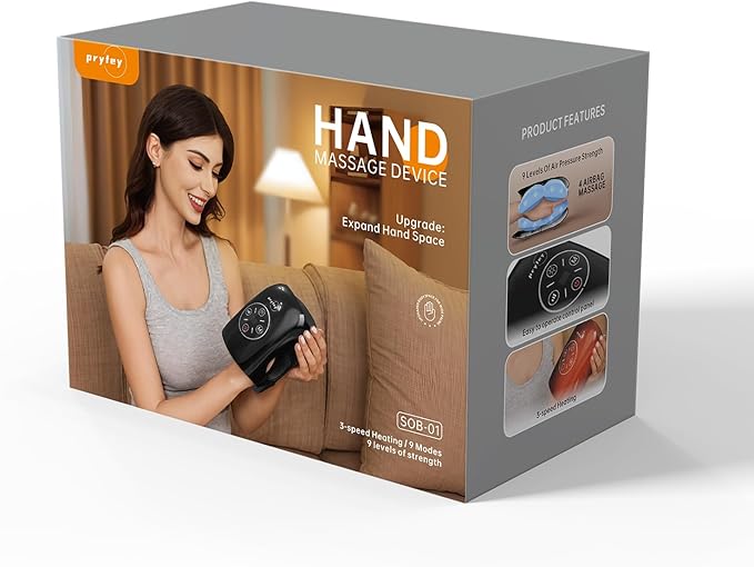 Hand Massager, 9 Modes 9 Intensities Hand Massage, Cordless Hand Massager for Arthritis and Carpal Tunnel, Gift for Men Women Parents Relaxation at Office,Dark Black