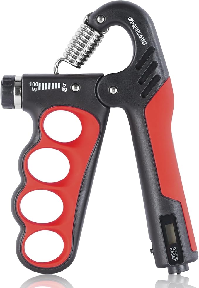 Grip Strength Trainer, Adjustable Resistance Forearm Strengthener with 11-220Lbs (5-100KG), Digital Counter, Ergonomic Hand Gripper Strengthener for Musicians, Athletes & Injury Recovery