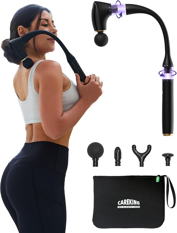 2-in-1 Detachable Percussion Massage Gun with Extension Handle, Back Massager for Pain Relief Deep Tissue Muscle Massager for Arm Shoulder Lower Back Thigh Waist, Gifts for Women , FSA-HSA Eligible