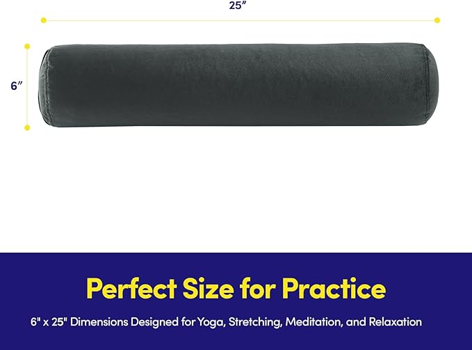 Meditation Cushion Bolster Pillow for Restorative Yoga – Supportive Cushion for Meditation, Pilates, and Relaxation – Filled with Buckwheat Hulls - Removable Cover