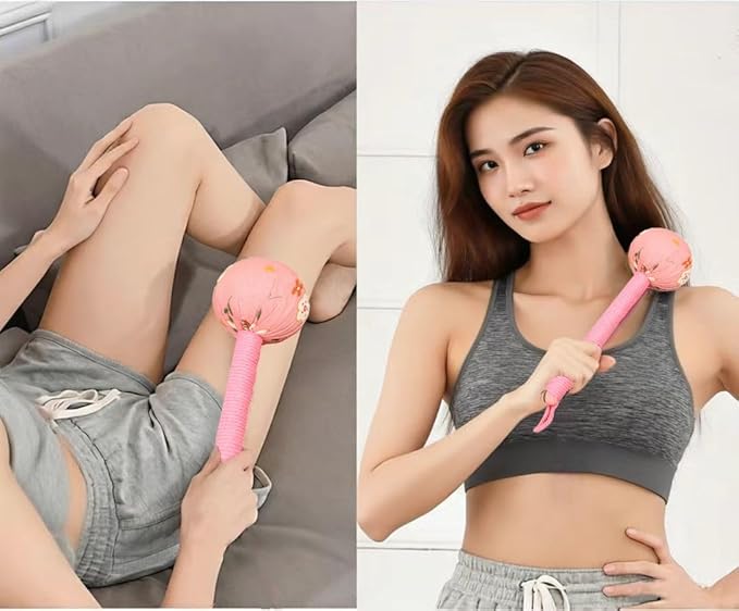 Traditional Moxa Stick Massager - Handheld Mugwort Massage Hammer for Pain Relief, Muscle Relaxation, Acupressure - Ergonomic Grip with US Design Patent (Blue, Pink)