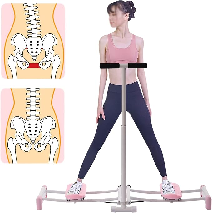 Pink Ski Exercise Machine, 32.68-38.59in Adjustable, 220.46lb Capacity, Pelvic and Thigh Trainer for Home Workouts