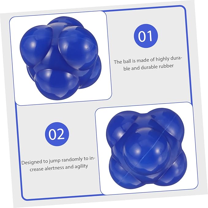 Veemoon Hexagonal Reaction Ball Durable Fitness Tool for Agility Training for Home Workouts Smooth Surface for Enhanced Hand-Eye Coordination and Reflex Development Large Blue