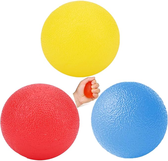 3 PCS Physical Therapy Hand Exercise Balls, Stress Relief Balls for Adults, Squeeze Balls Kits for Hand Finger Wrist Muscles, Hand Grip Strengthener Trainer,Finger Exerciser