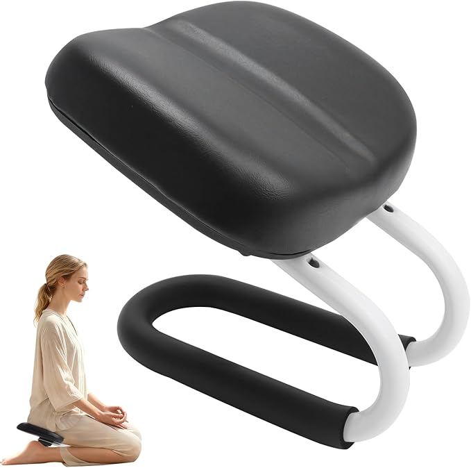 Meditation Bench Black, Adjustable Height Meditation Chair, Kneeling Meditation Stool, Seiza Chair, Prayer Bench with Cushion for Home Studio Portable Non-Slip Yoga Stool.