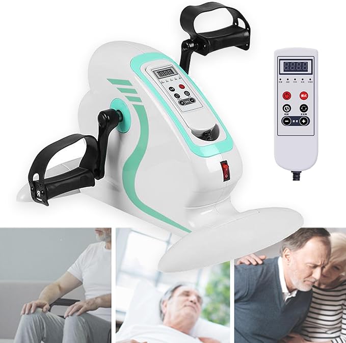 Under Desk Bike Pedal Exerciser, Mini Exercise Peddler with LCD Display, 12 Levels Speed Adjustment, Portable Exercise Pedal Bike for Legs and Arms, White