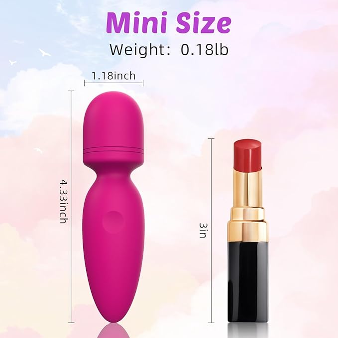 Mini Massager Tools,Small Waterproof Cordless Handheld Massager with 10 Vibration Modes, Personal Handheld Massager for Back（Rose Red）