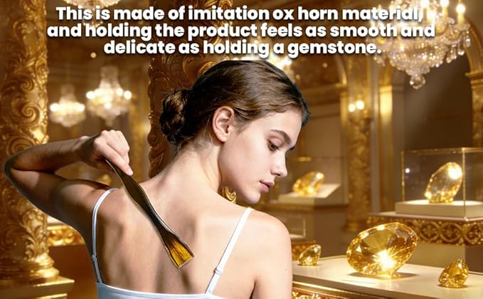 1-Piece Imitation Cow Horn Back Scratcher as Delicate and Smooth as a Gemstone, 12.4-Inch Long Handle Back Scratcher, Suitable for Adult Women and Man, As A Gift for Loved Ones(F-Brown-1)