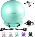 Yoga Ball Chair with 65cm Exercise Ball & 2 Resistance Bands, Stability Base for Home Office, Yoga, Pilates & Fitness, Balance Ball for Posture, Core Strength & Low Impact Workouts