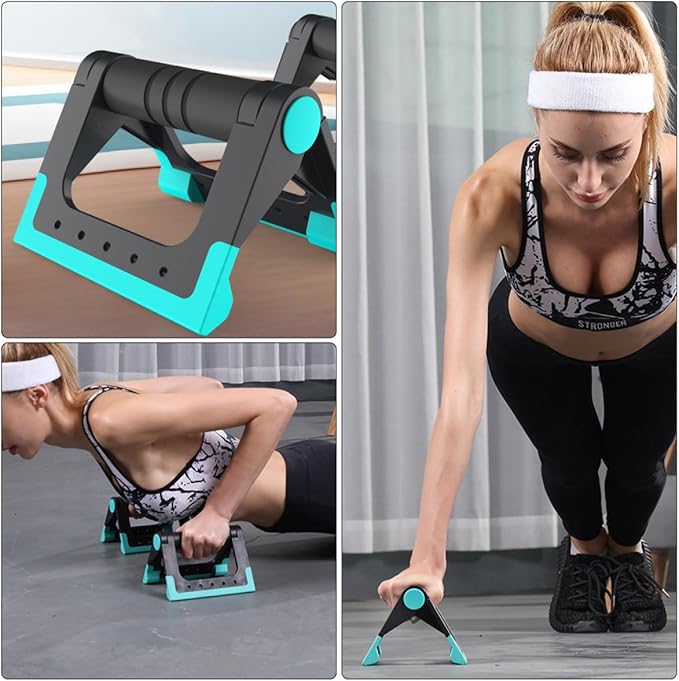 Push up Bar and Holder Pair, Indoor Fitness Equipment, Blue Push-up Bracket for Home Exercise Strength Training