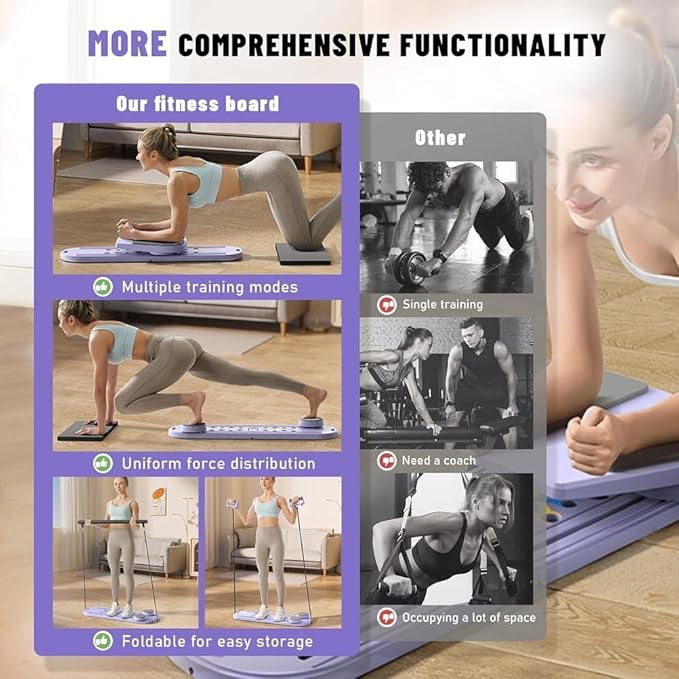 Pilates Board Foldable Pilates Reformer Equipment with Timer 7-in-1 Multi-Purpose Portable Pilates Reformer Machine Home Pilates Kit for Home Workout Fitness Exercise Abs