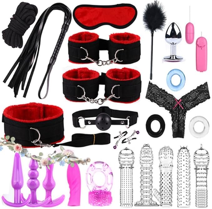 Red 25 Piece Nylon Indoor Yoga Training Set, Equipped with Feather Stick D-1