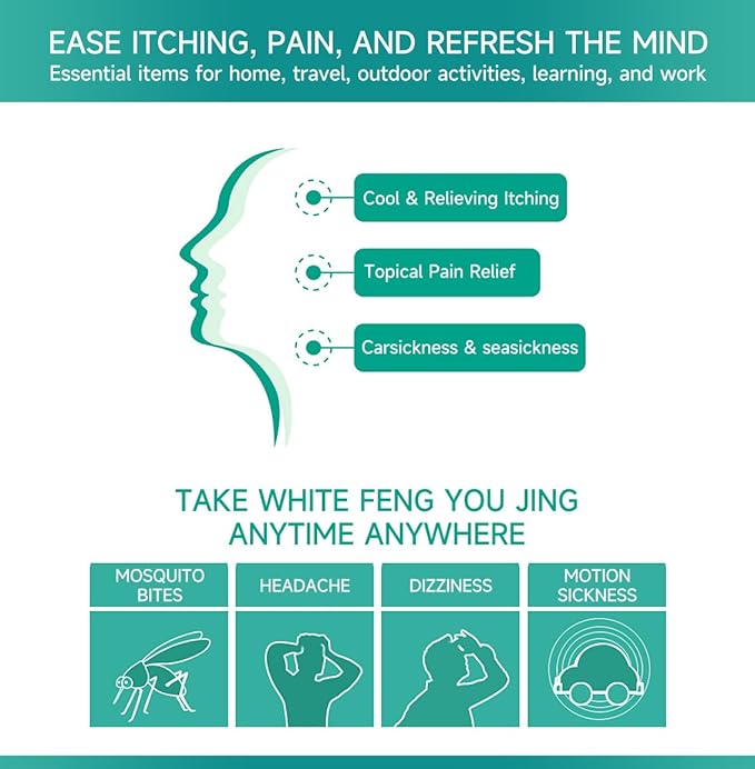 Feng You Jing 0.4 fl.oz - 风油精 External Analgesic Topical Massage Oil 12 mL - Soothing Itching & Topical Pain, Relief of Carsickness & Dizziness