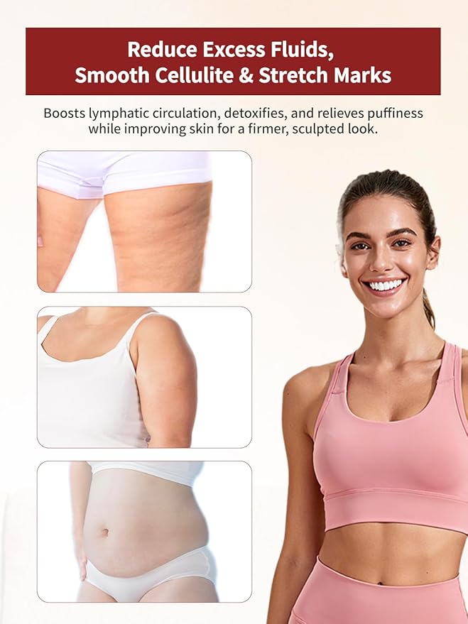 Lymphatic Drainage Massager & Anti Cellulite Massage Tool, Helps Reduce Stretch Marks & Cellulite, for Legs, Arms & Belly, Body Sculpting Machine with Microcurrent, Light, Heat & Vibration
