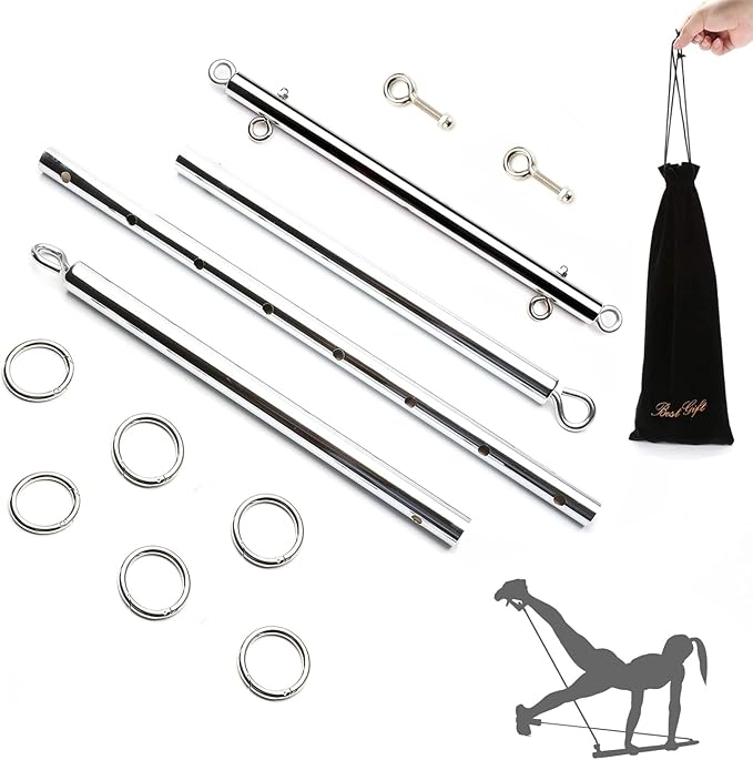Sovyime Portable Restore Spreader Bar, Exercise Guide Pilates Sports Aid Training Fitness Gear, Home Yoga Gym Kit