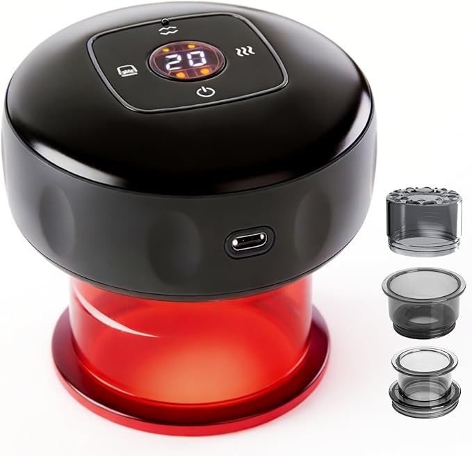 UOTT 6-in-1 Smart Cupping Therapy Massager, 20 Levels Heat & Suction Electric Cupping Kit for Massage Therapy, Cupping Therapy Set for Muscle Soreness, Knots & Pain Relief